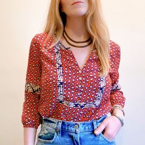 Red / Blue patterned tunic top